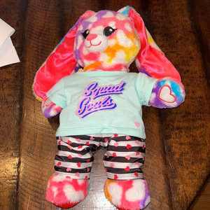 Build a Bear‎ 16" Plush Rainbow Bunny Rabbit Hearts Tie Dye Stuffed Plush